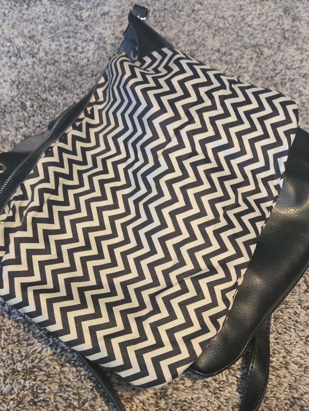 Black & White Chevron Messenger Bag for Women